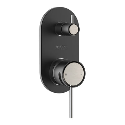 FELTON TATE DIVERTER MIXER 139MM BLACK AND BRUSHED NICKEL