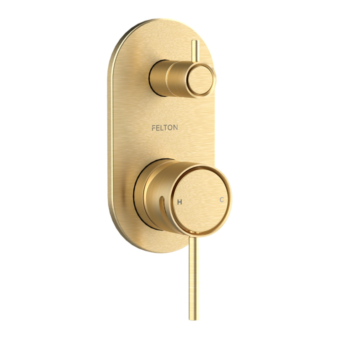 FELTON TATE DIVERTER MIXER 139MM BRUSHED GOLD