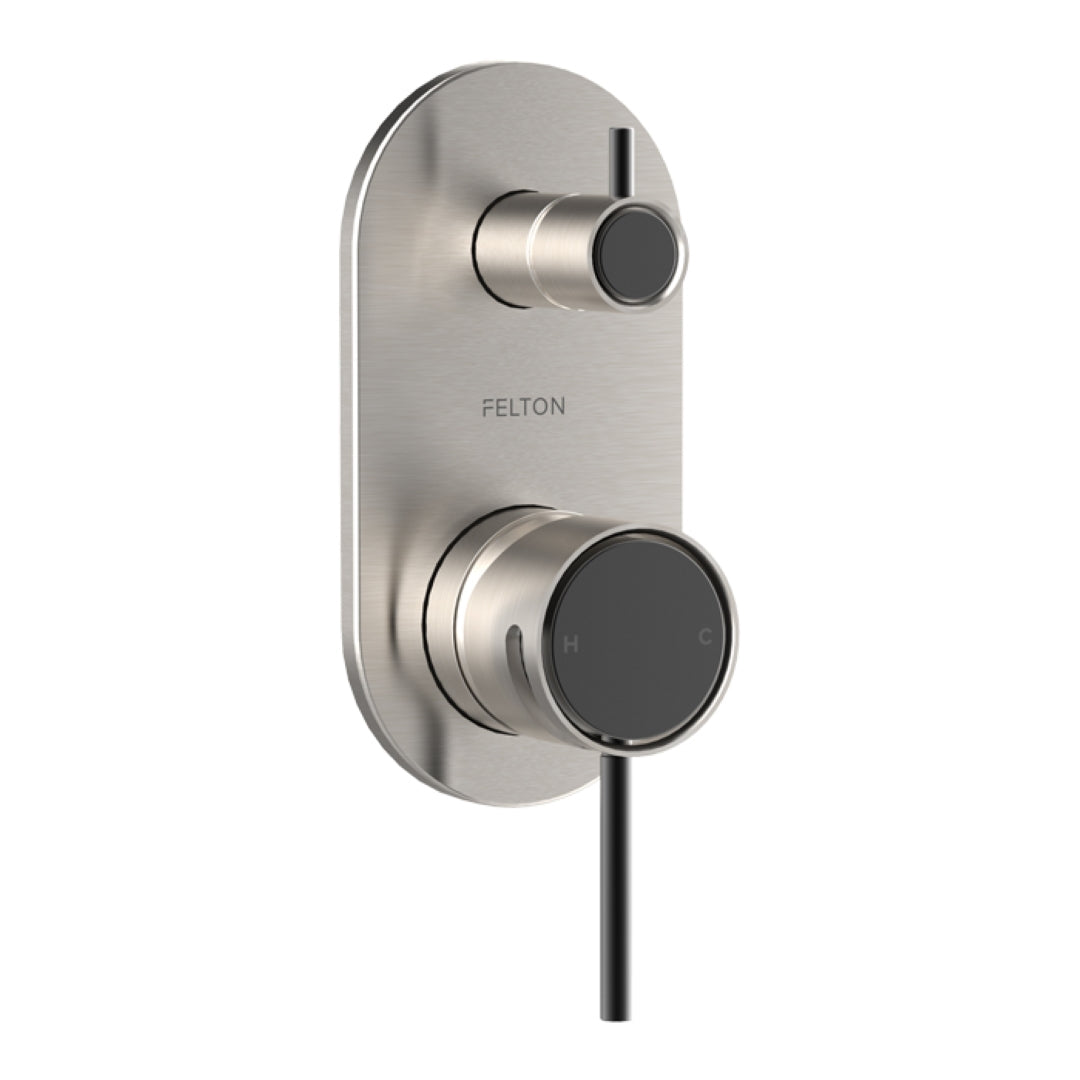 FELTON TATE DIVERTER MIXER BRUSHED NICKEL AND BLACK