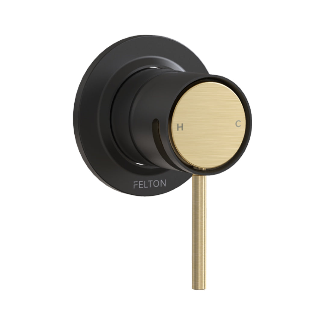 FELTON TATE SHOWER MIXER BLACK AND BRUSHED GOLD