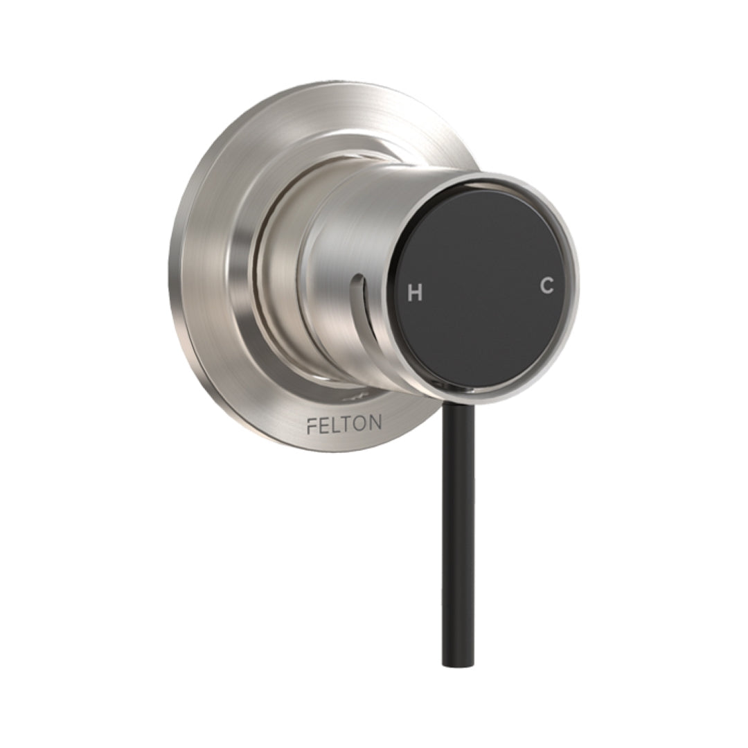 FELTON TATE SHOWER MIXER BRUSHED NICKEL AND BLACK