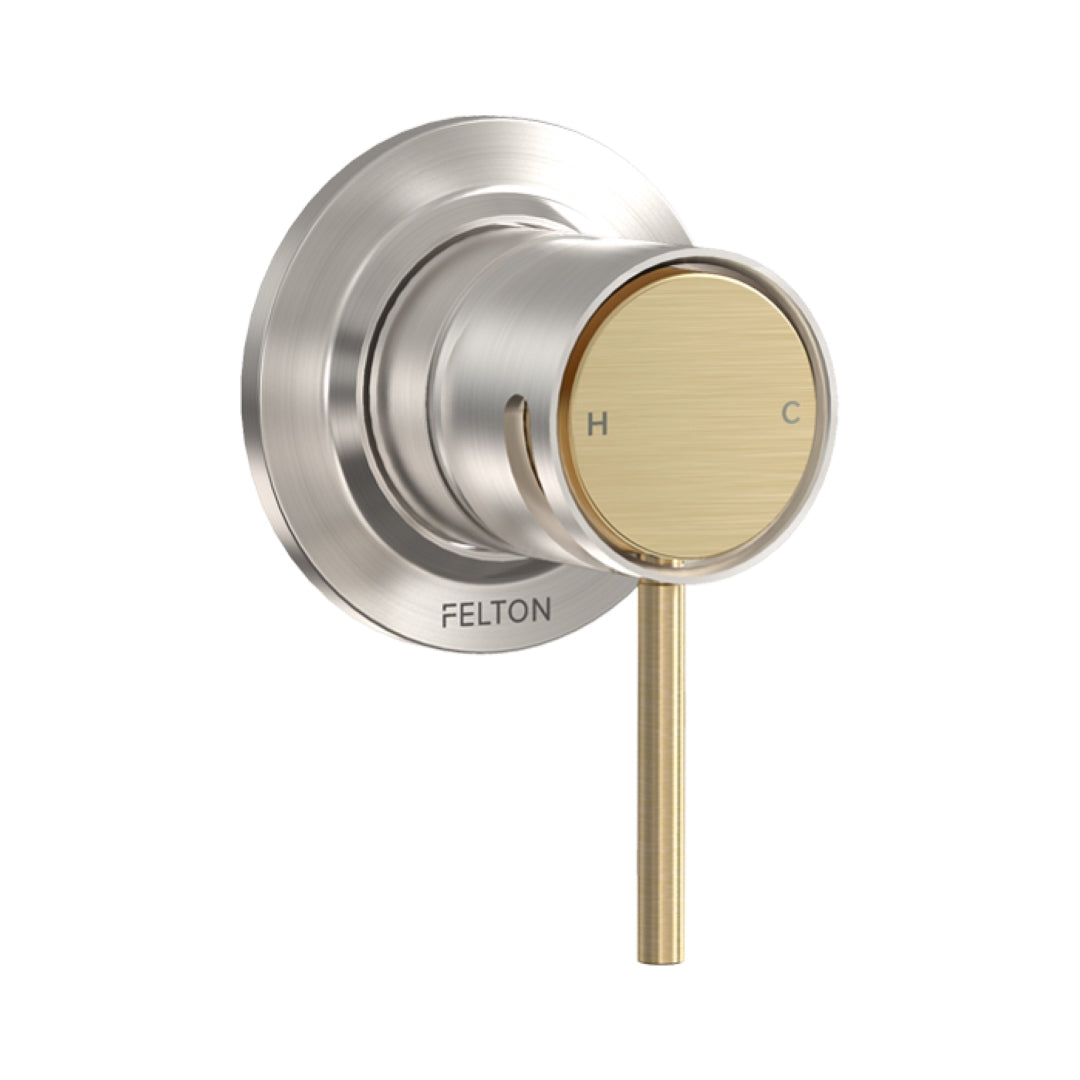 FELTON TATE SHOWER MIXER BRUSHED NICKEL AND BRUSHED GOLD