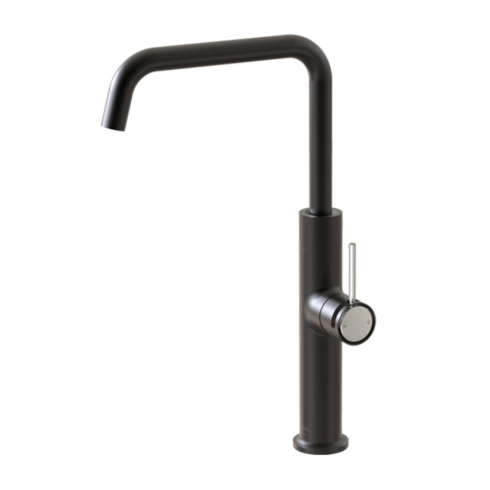 FELTON TATE SINK MIXER 372MM BLACK AND BRUSHED NICKEL
