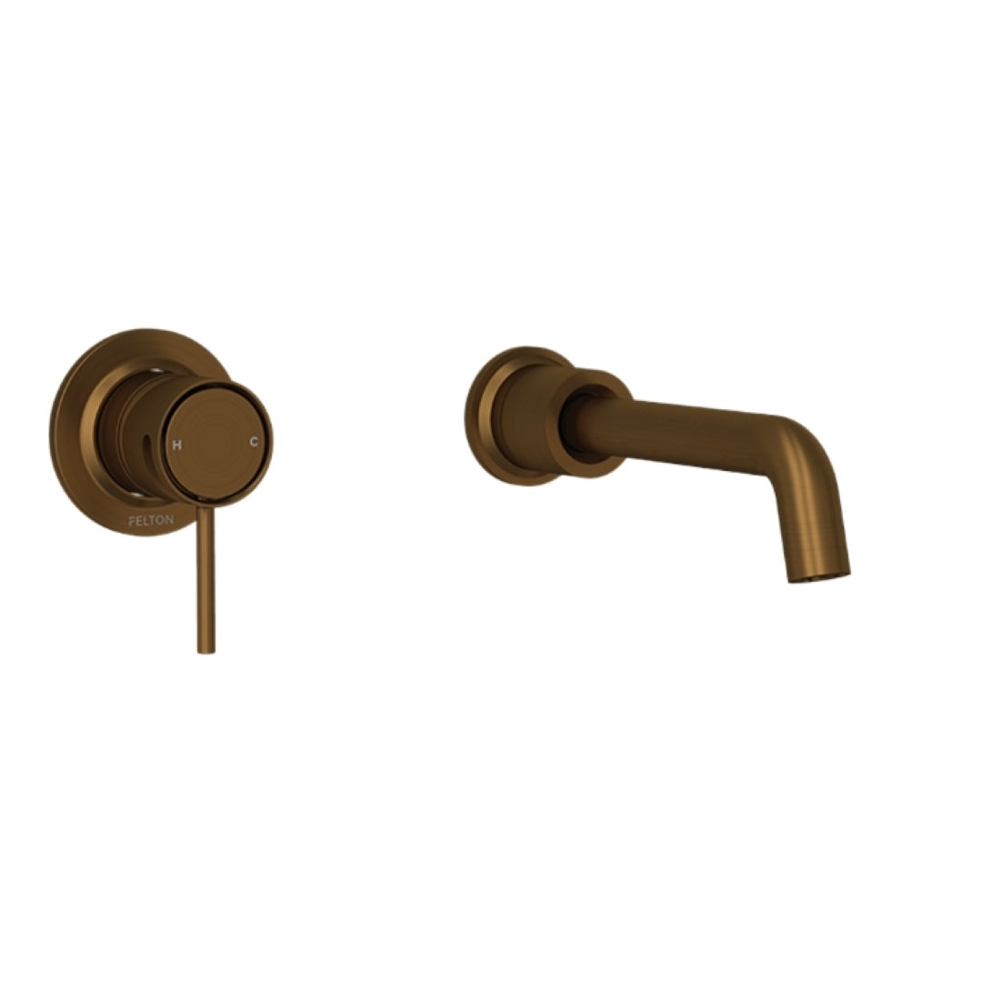 FELTON TATE WALL MOUNTED BASIN / BATH MIXER BRUSHED BRONZE 180MM