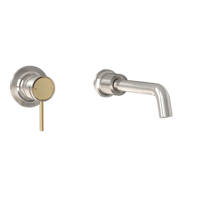 FELTON TATE WALL MOUNTED BASIN / BATH MIXER 180MM BRUSHED NICKEL AND BRUSHED GOLD
