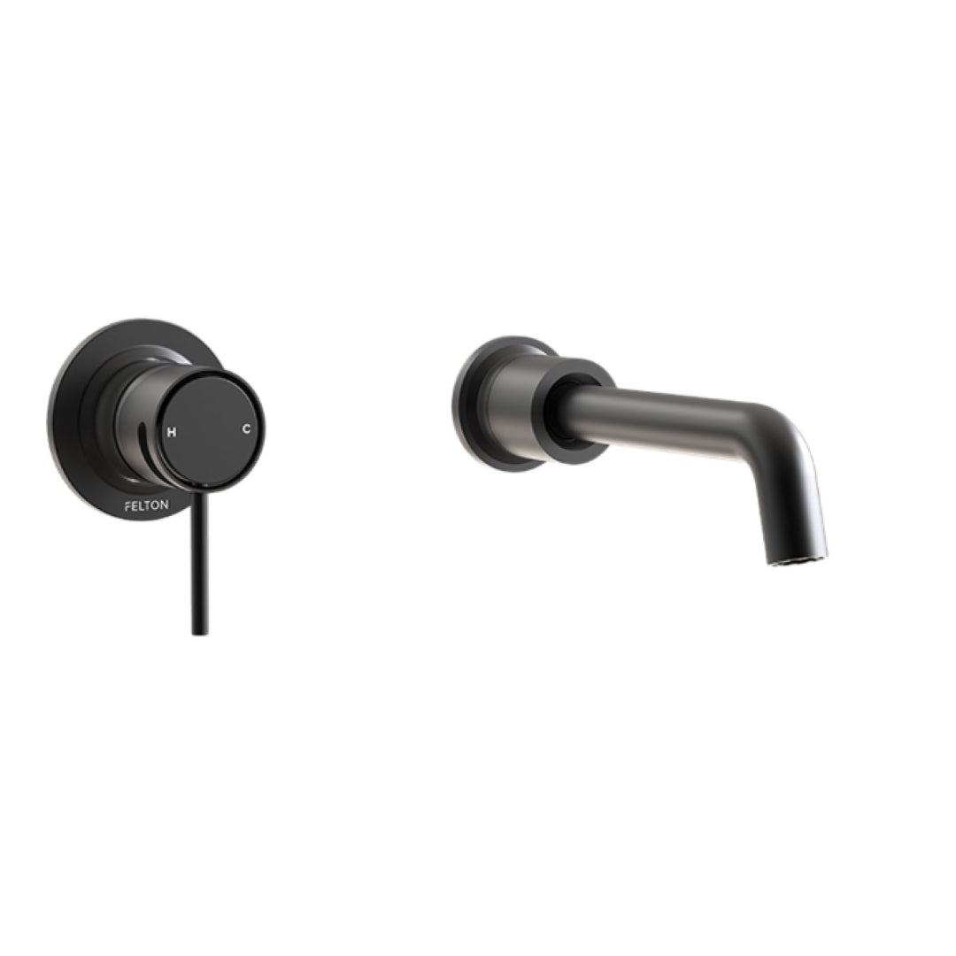 FELTON TATE WALL MOUNTED BASIN / BATH MIXER 220MM MATTE BLACK