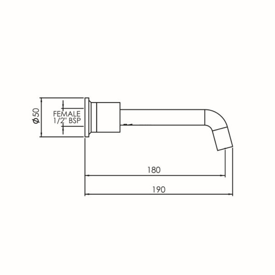 FELTON TATE WALL MOUNTED SPOUT CHROME 180MM