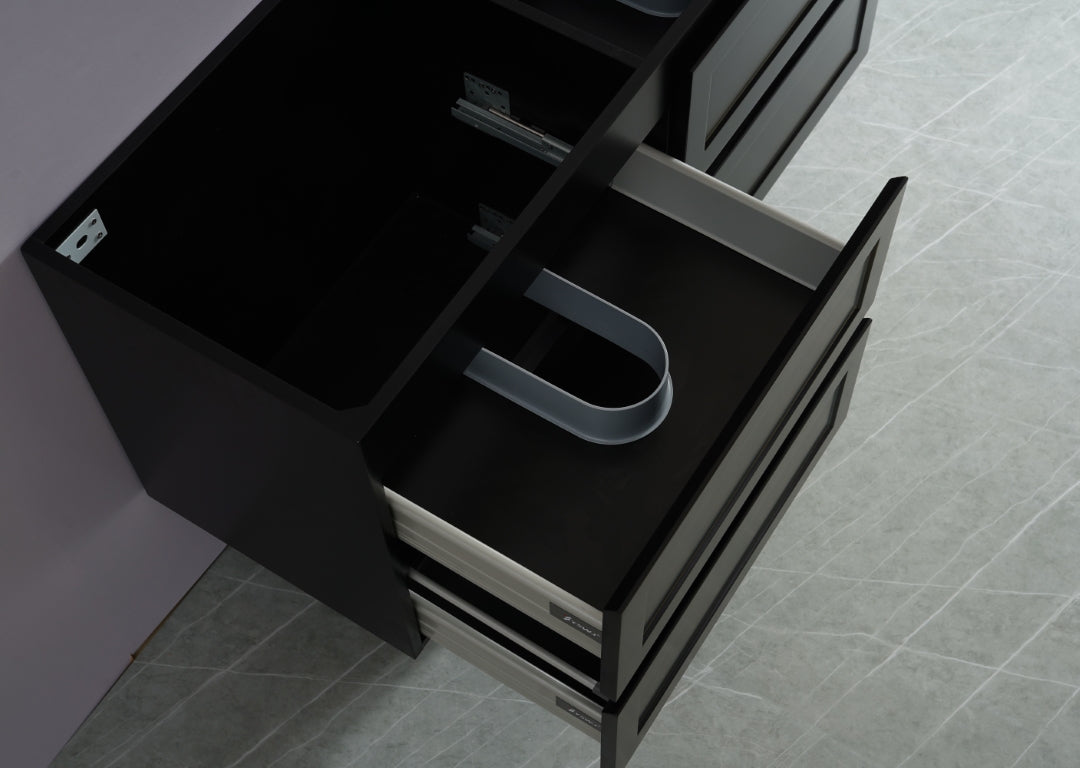 CETO FREMANTLE MATTE BLACK 1200MM DOUBLE BOWL WALL HUNG VANITY