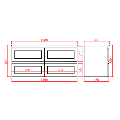 CETO FREMANTLE MATTE BLACK 1200MM DOUBLE BOWL WALL HUNG VANITY