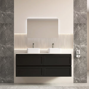 CETO FREMANTLE MATTE BLACK 1500MM DOUBLE BOWL WALL HUNG VANITY