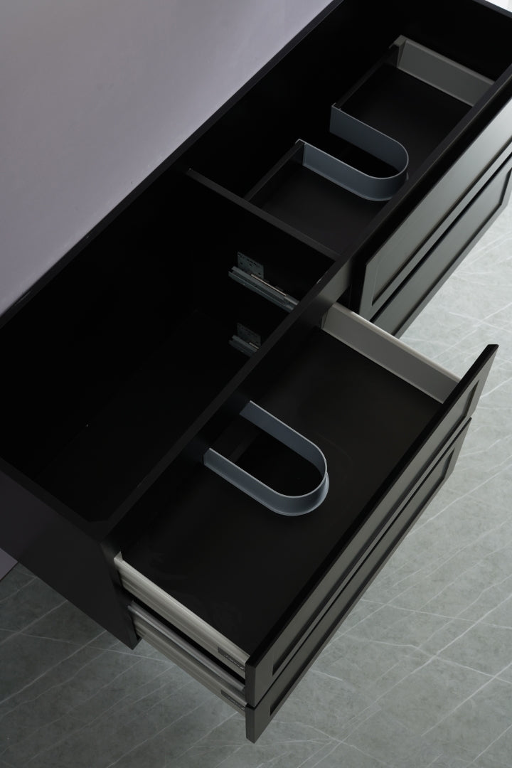 CETO FREMANTLE MATTE BLACK 1500MM DOUBLE BOWL WALL HUNG VANITY