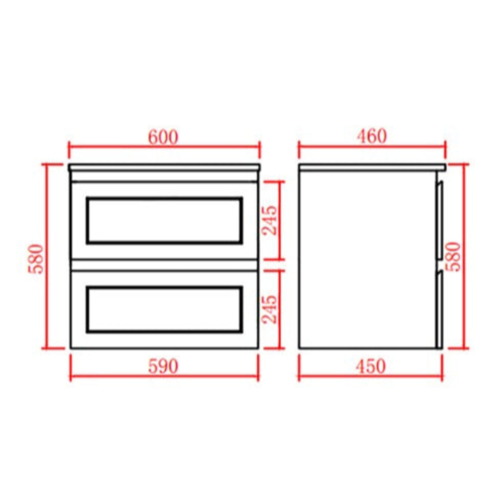 CETO FREMANTLE MATTE BLACK 600MM SINGLE BOWL WALL HUNG VANITY