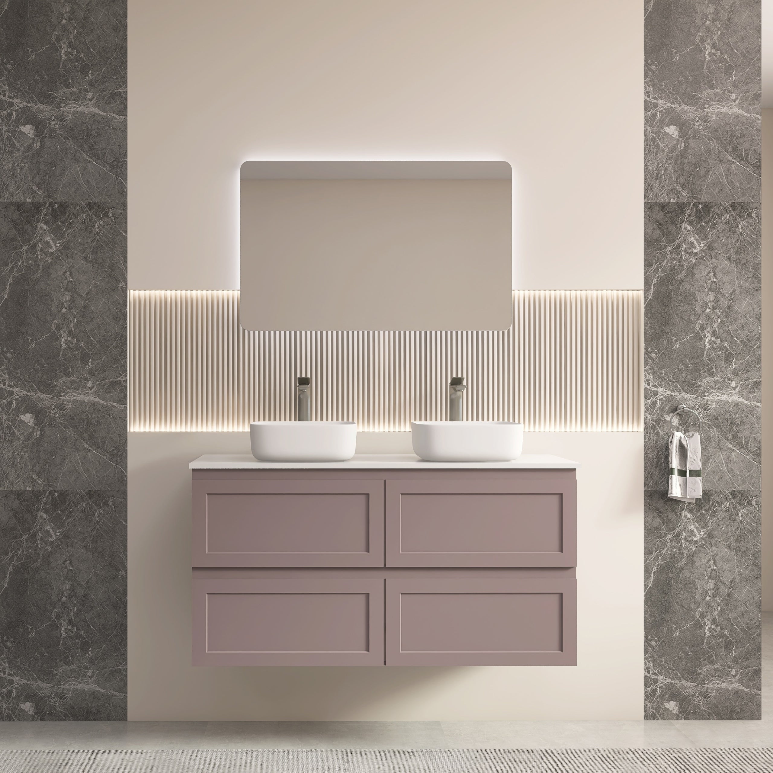 CETO FREMANTLE MATTE GREY 1200MM DOUBLE BOWL WALL HUNG VANITY