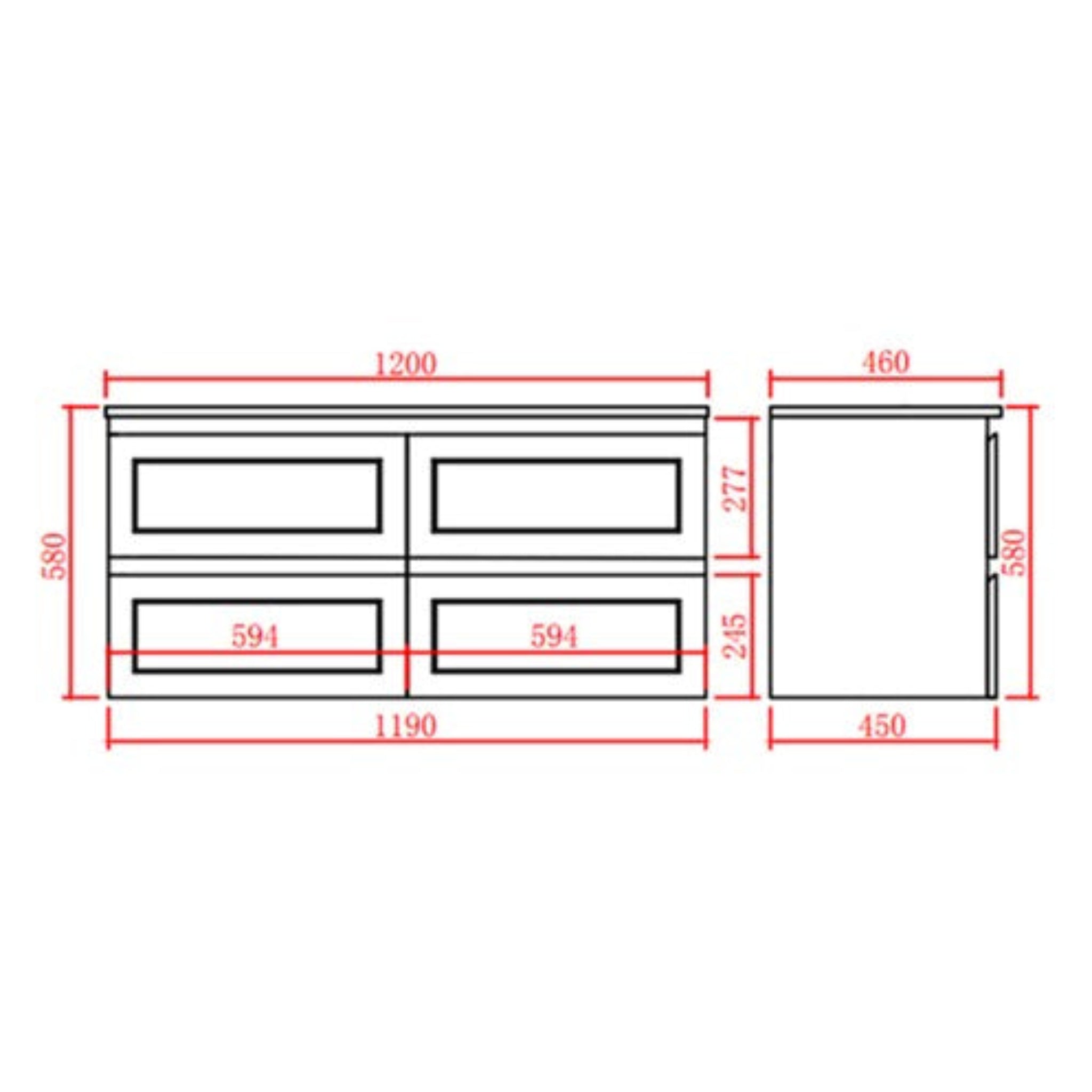 CETO FREMANTLE MATTE GREY 1200MM SINGLE BOWL WALL HUNG VANITY