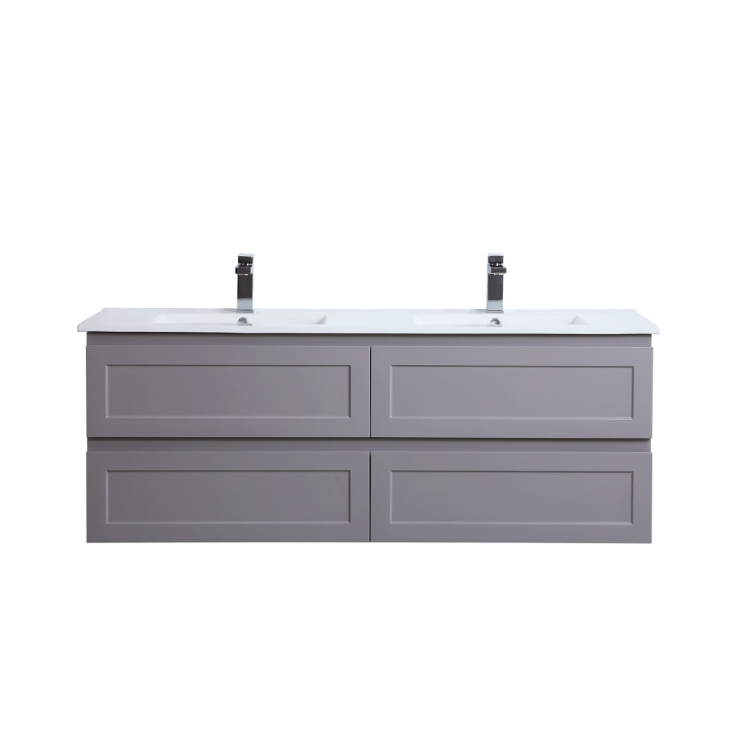 CETO FREMANTLE MATTE GREY 1500MM DOUBLE BOWL WALL HUNG VANITY