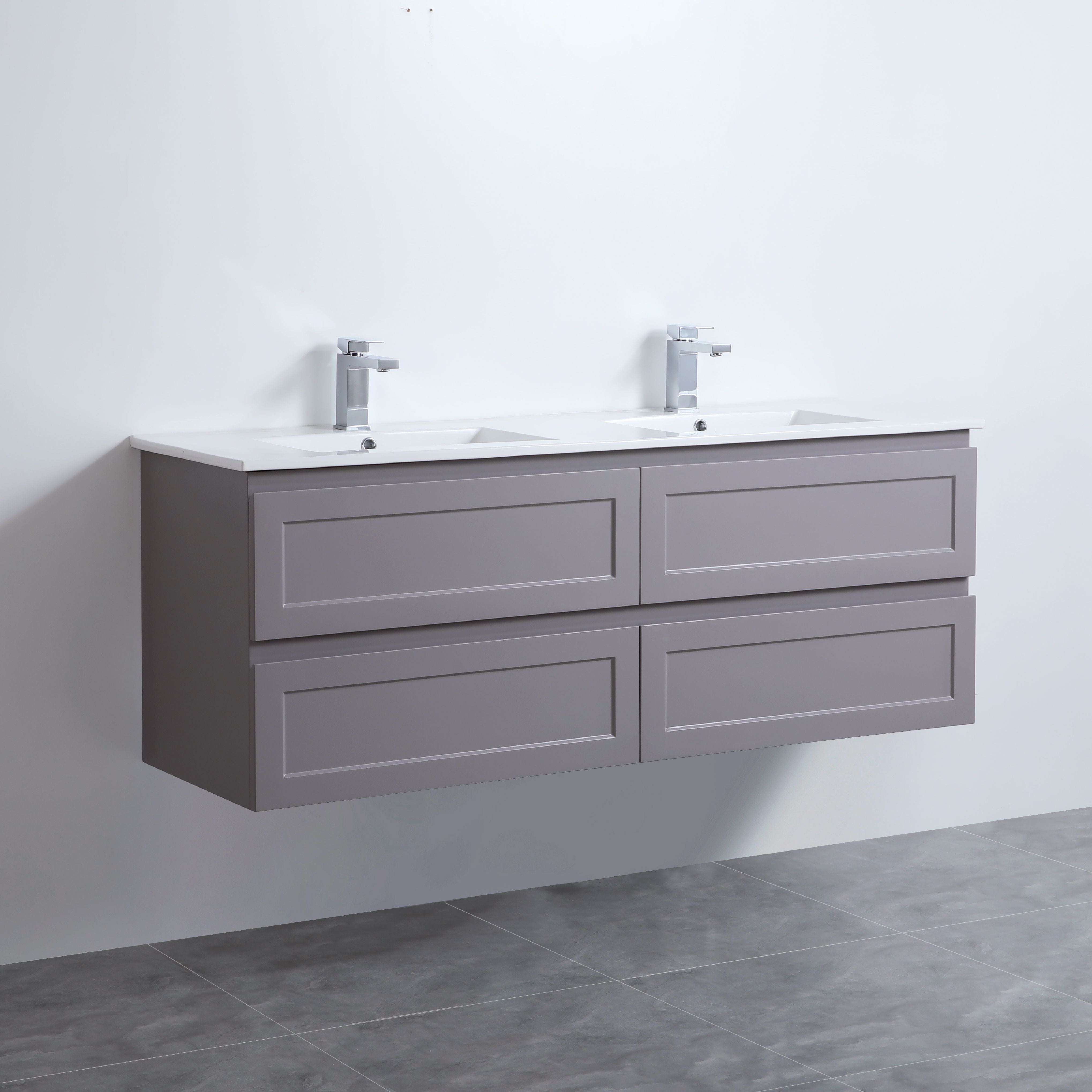 CETO FREMANTLE MATTE GREY 1500MM DOUBLE BOWL WALL HUNG VANITY