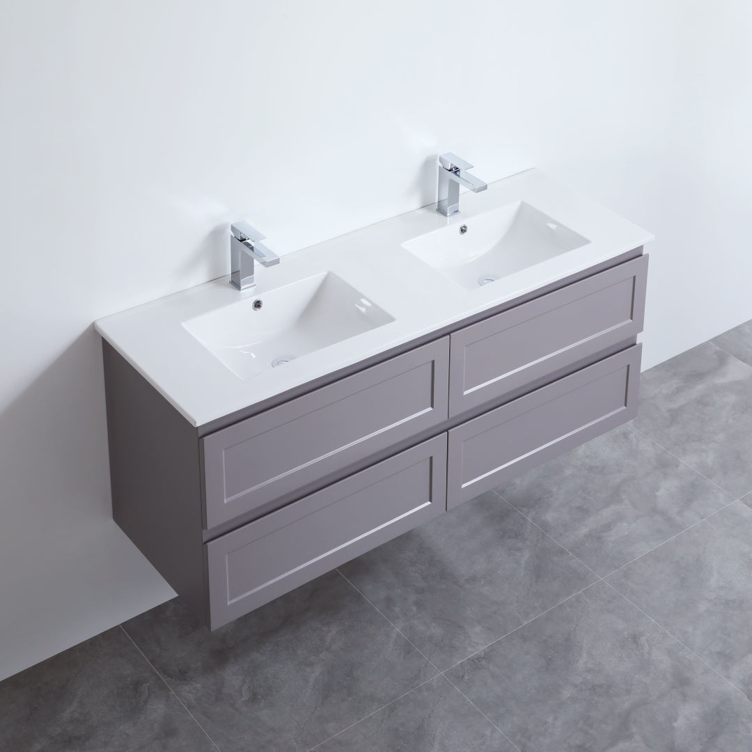 CETO FREMANTLE MATTE GREY 1500MM DOUBLE BOWL WALL HUNG VANITY