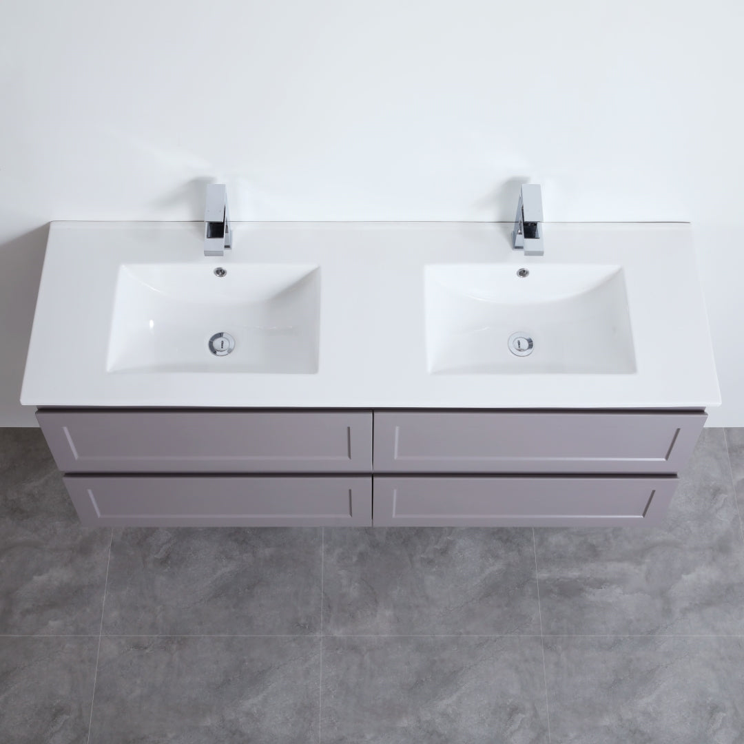 CETO FREMANTLE MATTE GREY 1500MM DOUBLE BOWL WALL HUNG VANITY