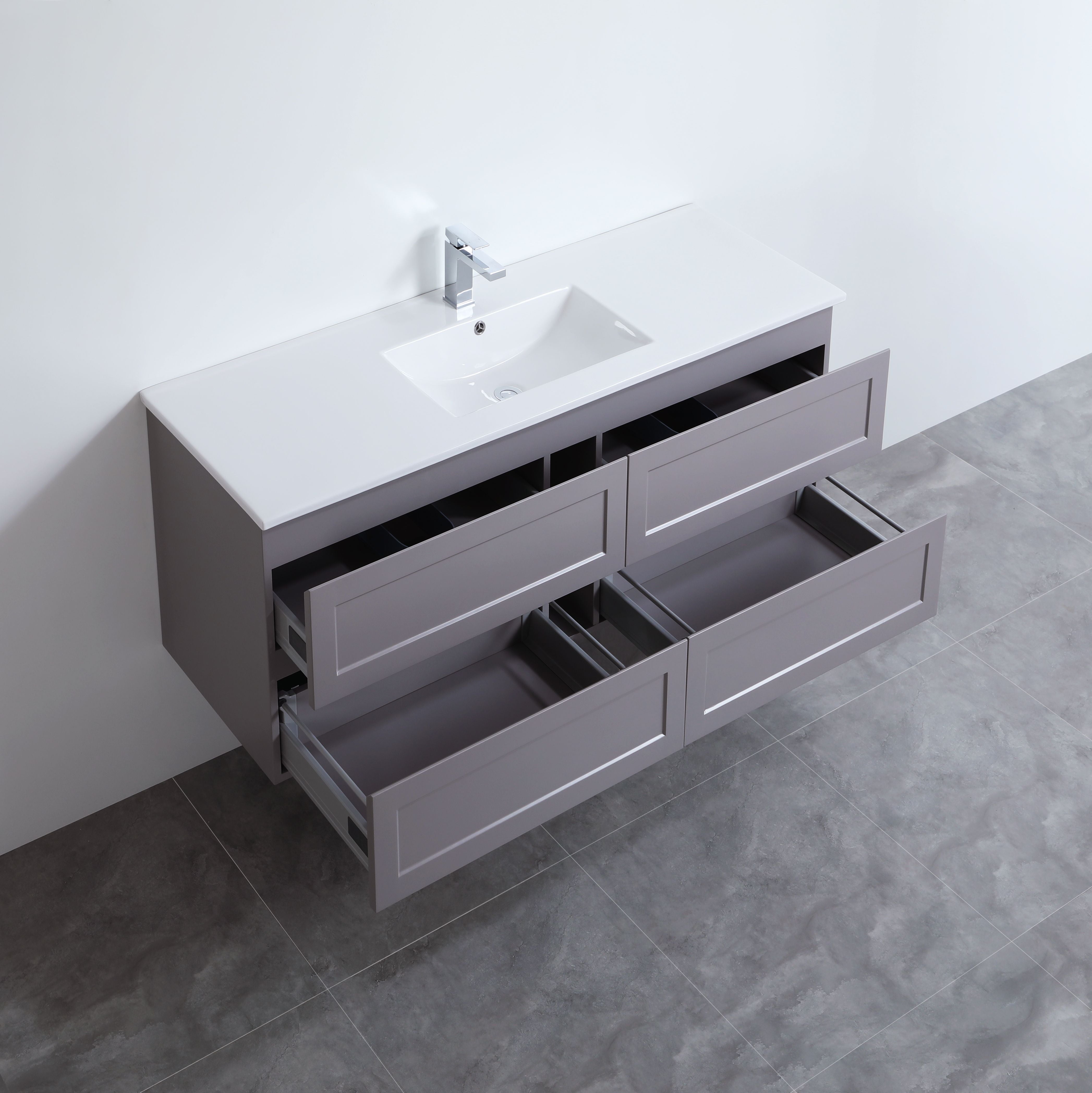 CETO FREMANTLE MATTE GREY 1500MM SINGLE BOWL WALL HUNG VANITY