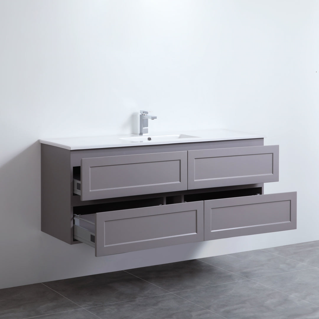 CETO FREMANTLE MATTE GREY 1500MM SINGLE BOWL WALL HUNG VANITY