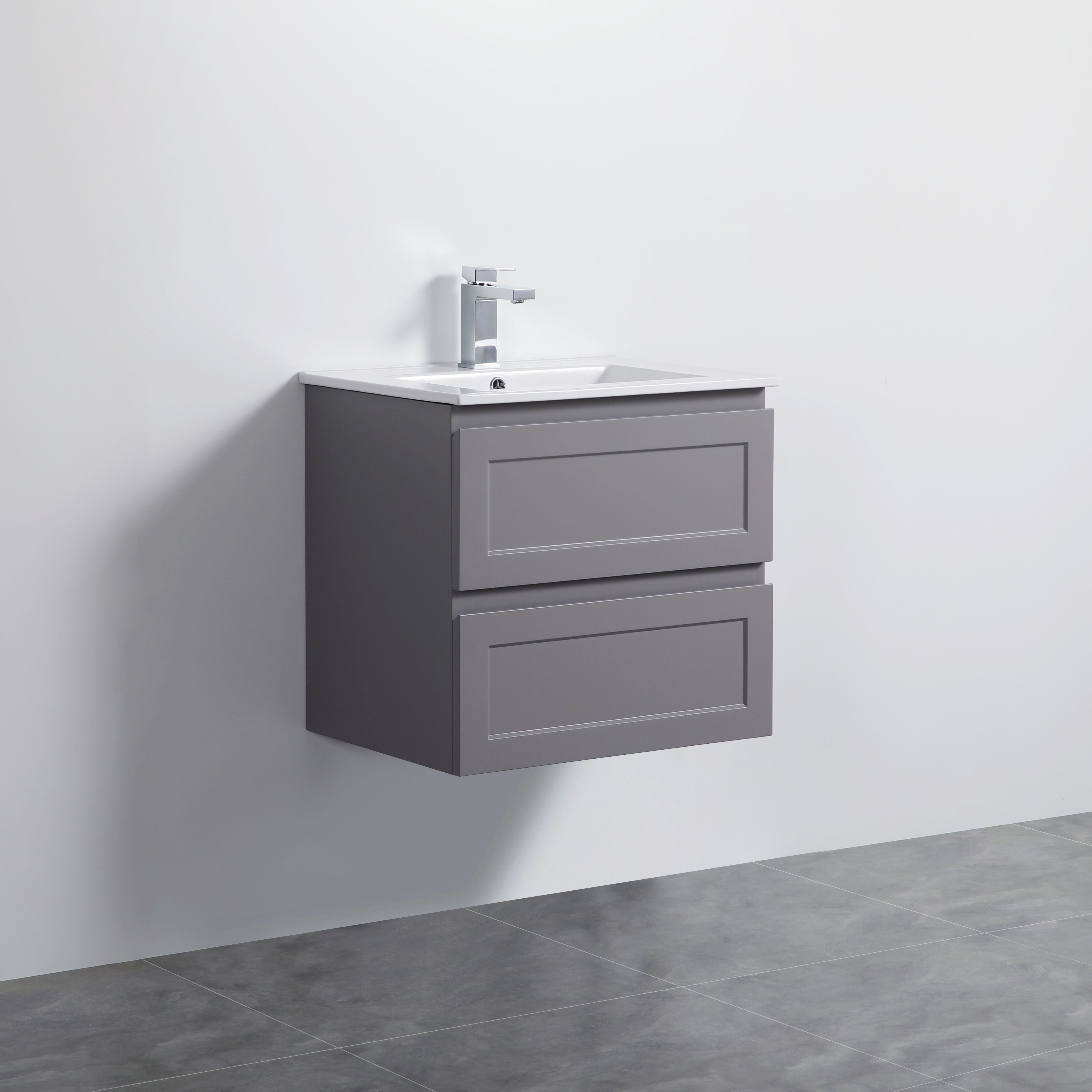 CETO FREMANTLE MATTE GREY 600MM SINGLE BOWL WALL HUNG VANITY