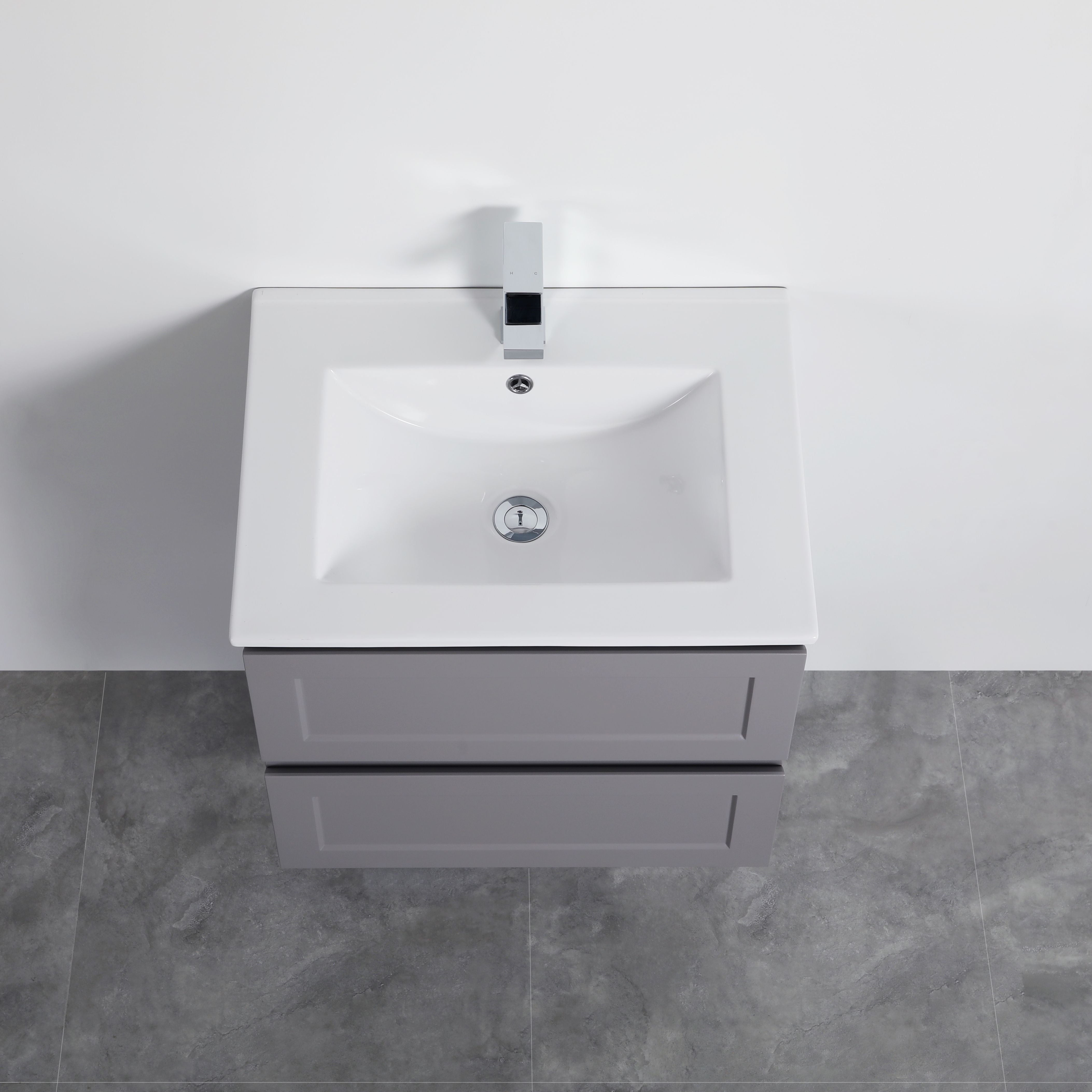 CETO FREMANTLE MATTE GREY 600MM SINGLE BOWL WALL HUNG VANITY