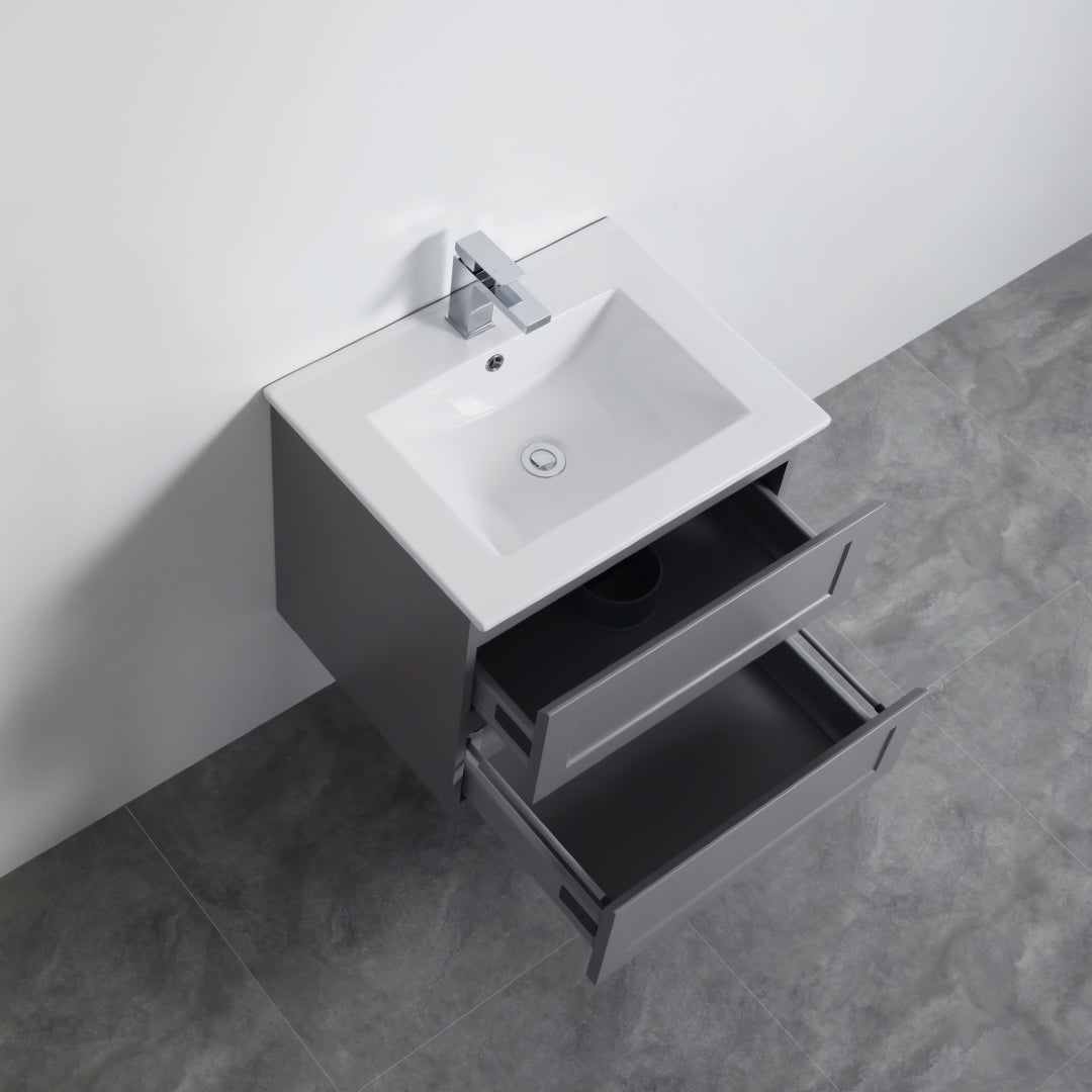 CETO FREMANTLE MATTE GREY 600MM SINGLE BOWL WALL HUNG VANITY