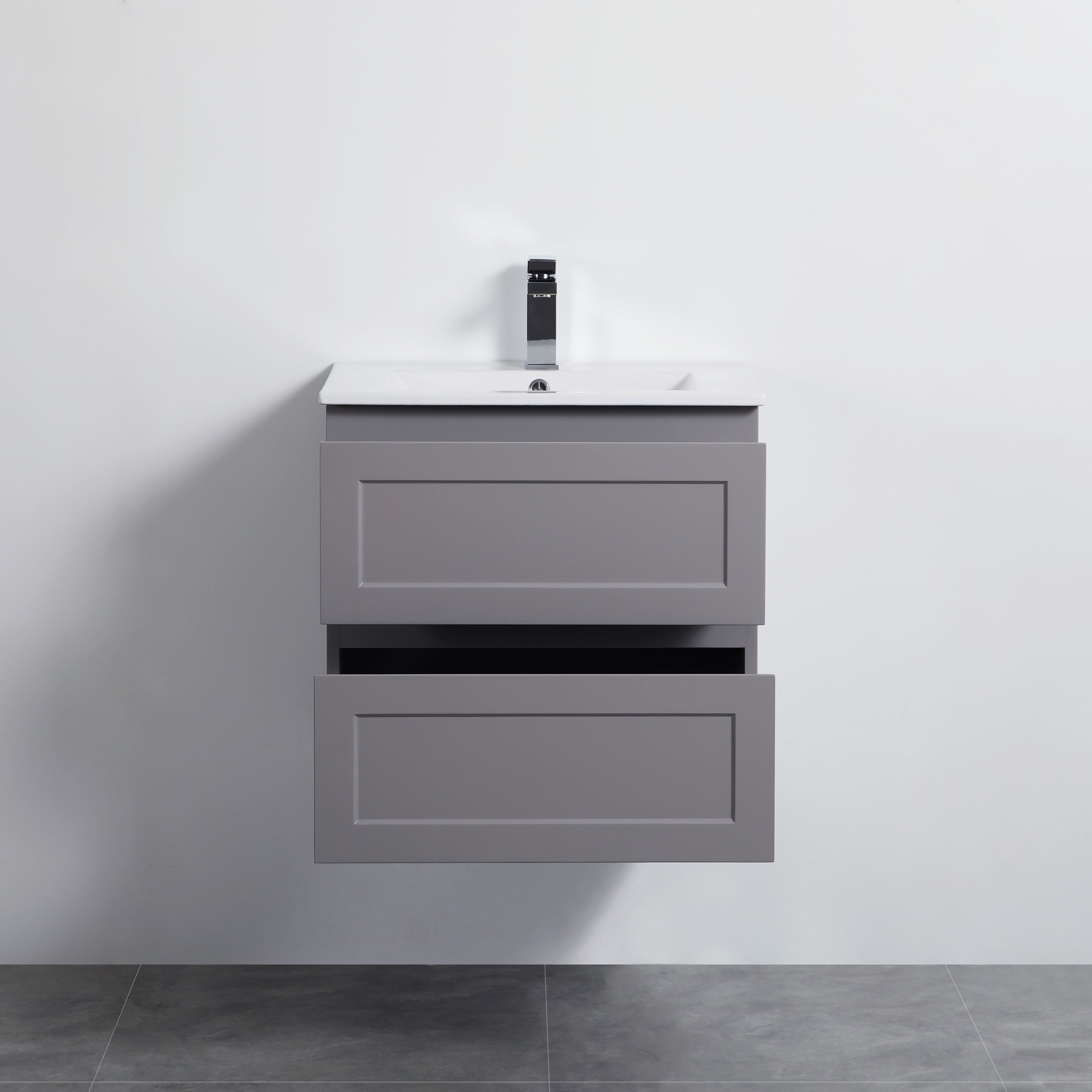 CETO FREMANTLE MATTE GREY 600MM SINGLE BOWL WALL HUNG VANITY