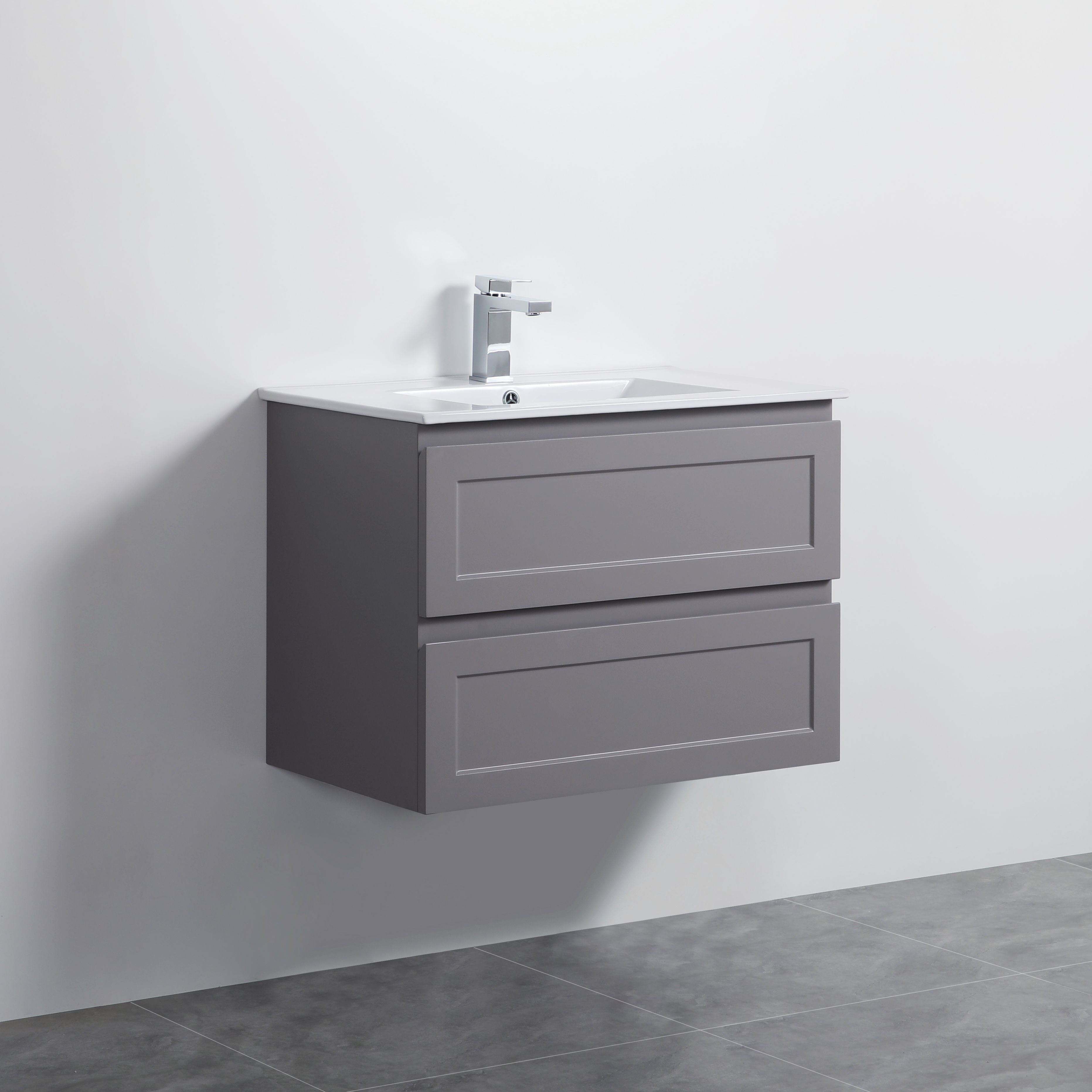 CETO FREMANTLE MATTE GREY 750MM SINGLE BOWL WALL HUNG VANITY