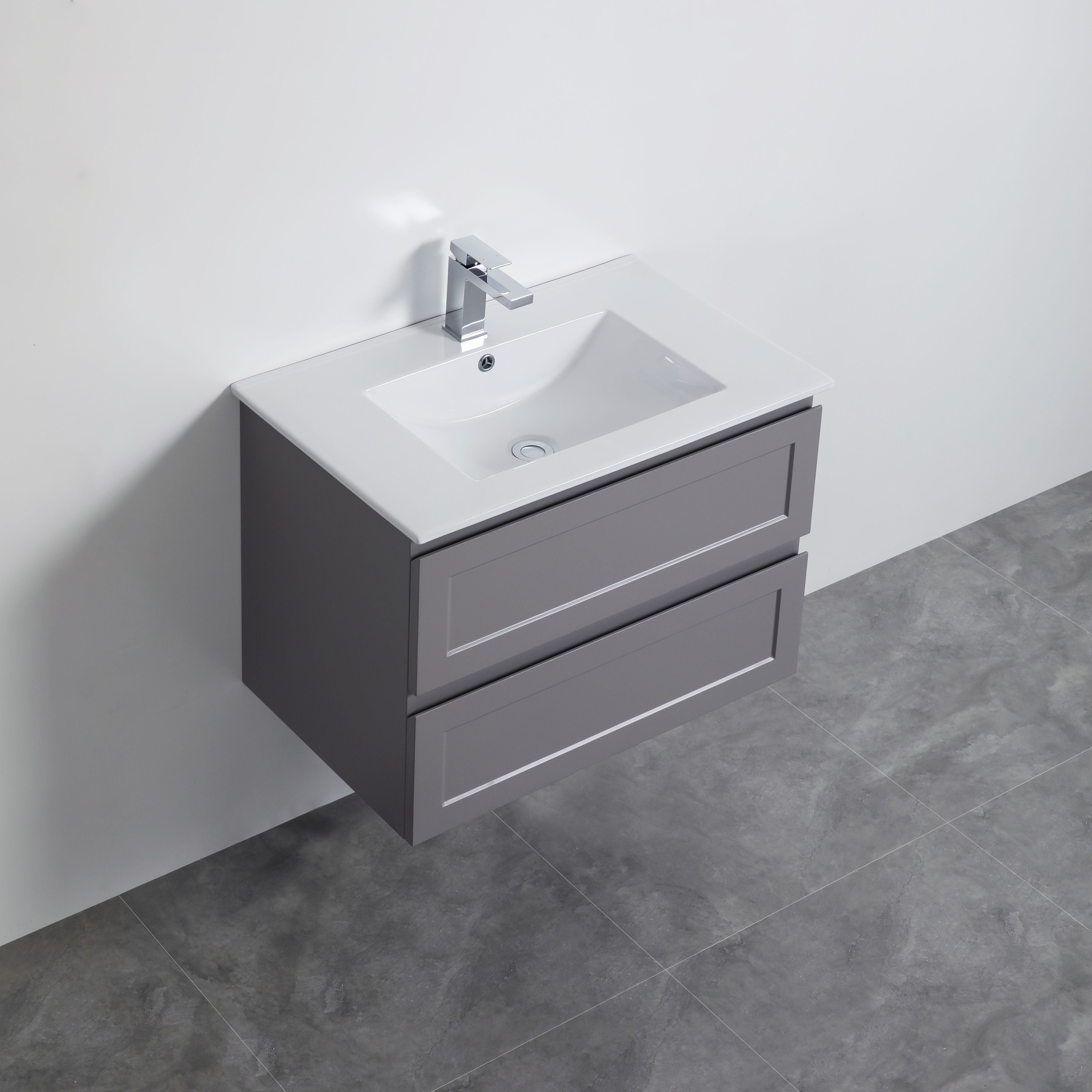 CETO FREMANTLE MATTE GREY 750MM SINGLE BOWL WALL HUNG VANITY