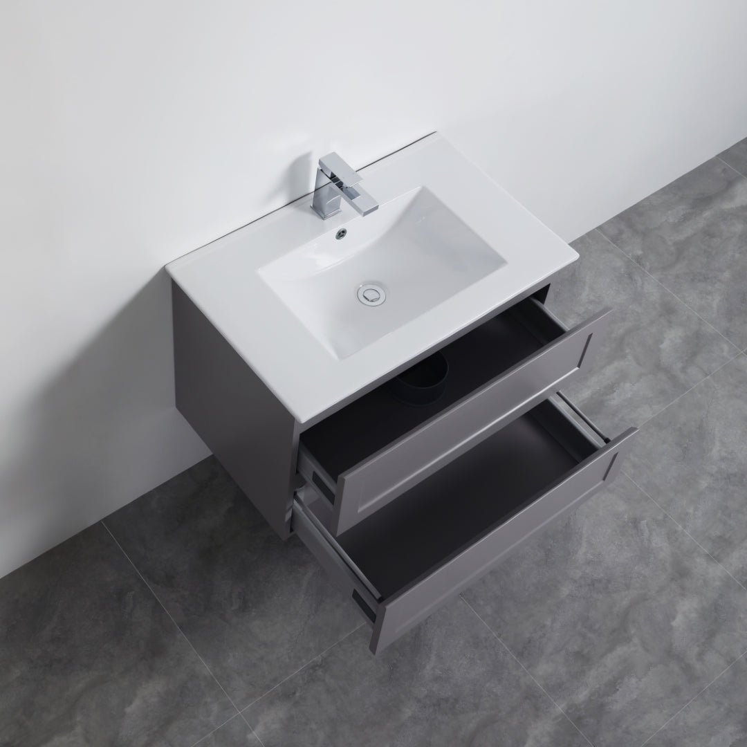 CETO FREMANTLE MATTE GREY 750MM SINGLE BOWL WALL HUNG VANITY