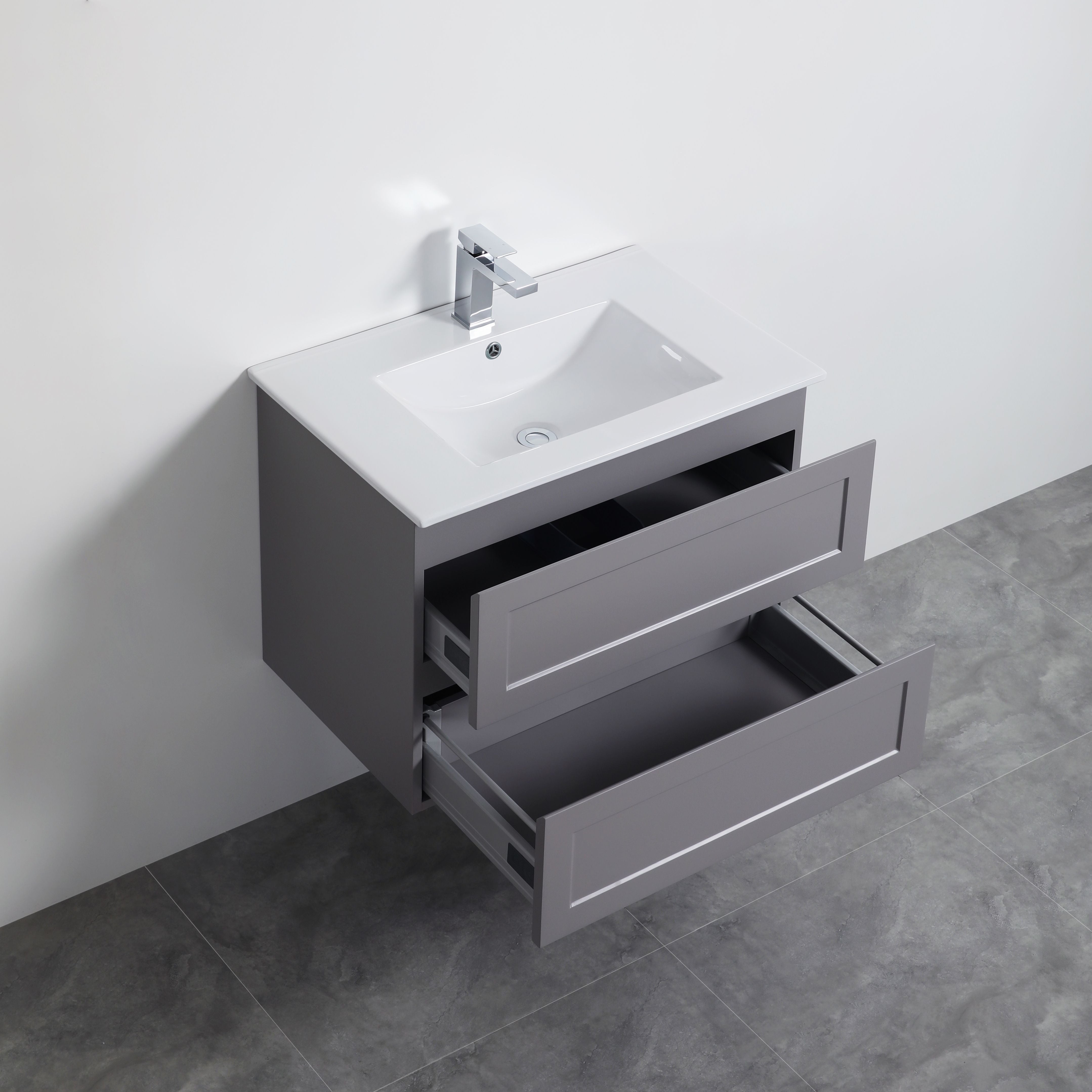 CETO FREMANTLE MATTE GREY 750MM SINGLE BOWL WALL HUNG VANITY