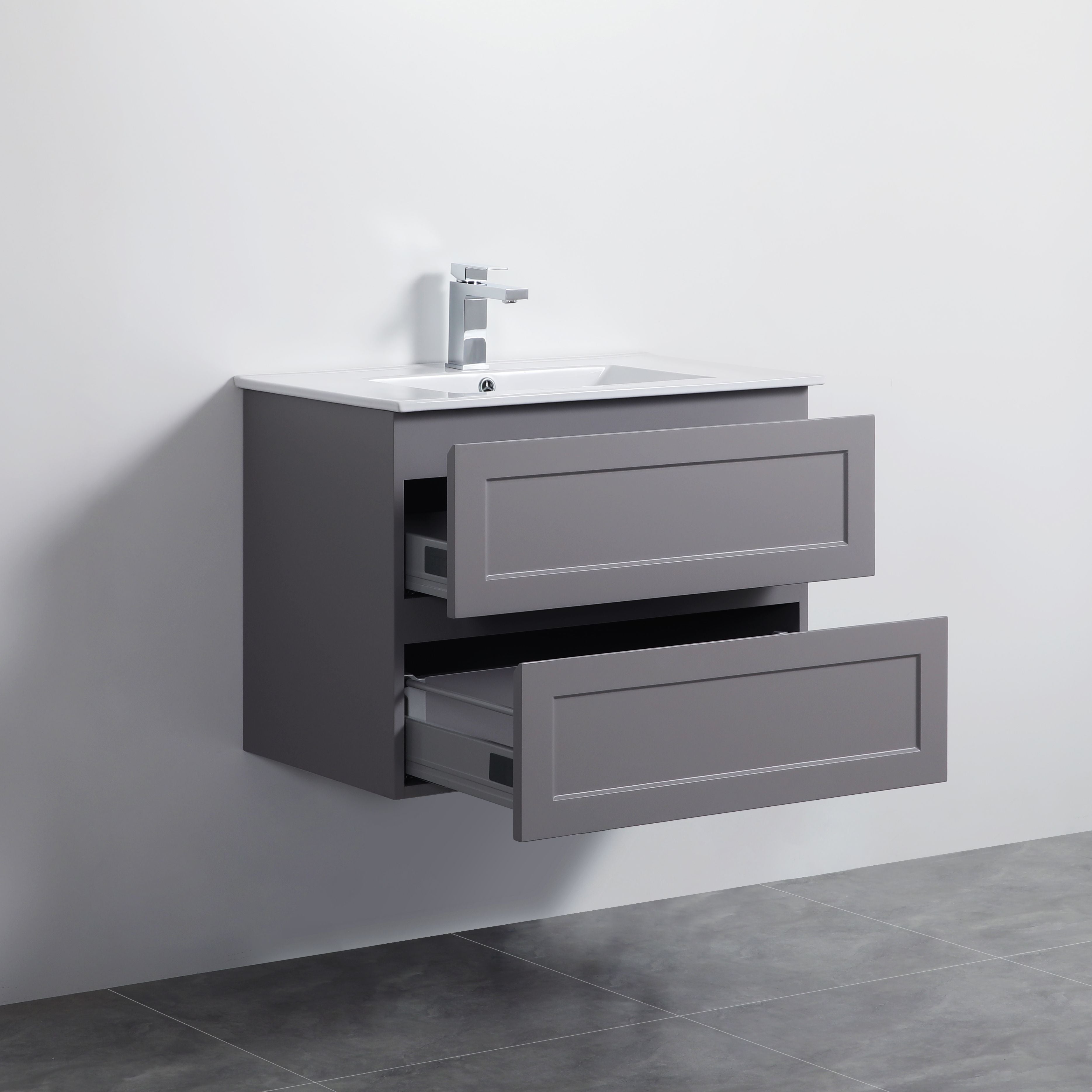 CETO FREMANTLE MATTE GREY 750MM SINGLE BOWL WALL HUNG VANITY