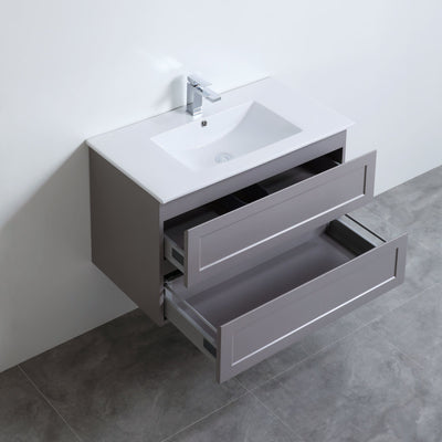 CETO FREMANTLE MATTE GREY 900MM SINGLE BOWL WALL HUNG VANITY
