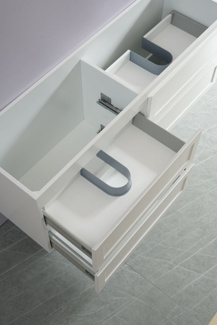 CETO FREMANTLE MATTE WHITE 1500MM DOUBLE BOWL WALL HUNG VANITY