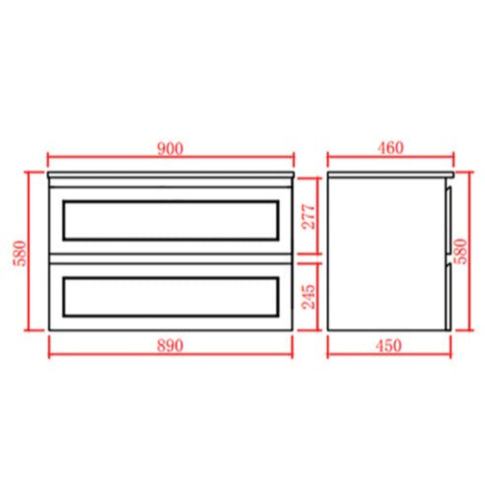 CETO FREMANTLE MATTE WHITE 900MM SINGLE BOWL WALL HUNG VANITY