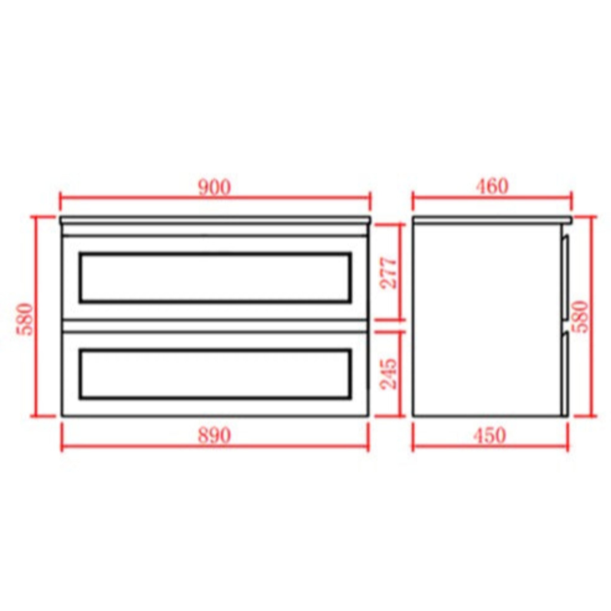 CETO FREMANTLE MATTE WHITE 900MM SINGLE BOWL WALL HUNG VANITY