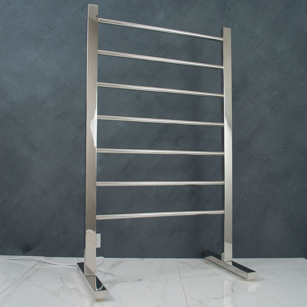 RADIANT HEATING 7-BARS FREESTANDING HEATED TOWEL RAIL CHROME 90WATTS 600MM