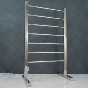 RADIANT HEATING 7-BARS FREESTANDING HEATED TOWEL RAIL CHROME 90WATTS 600MM