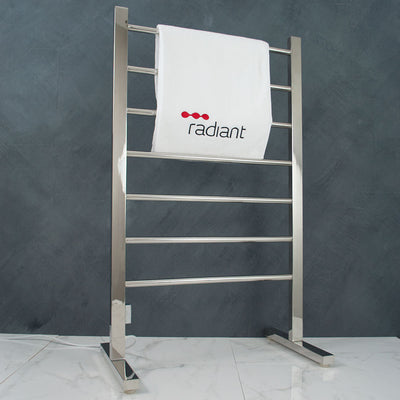 RADIANT HEATING 7-BARS FREESTANDING HEATED TOWEL RAIL CHROME 90WATTS 600MM