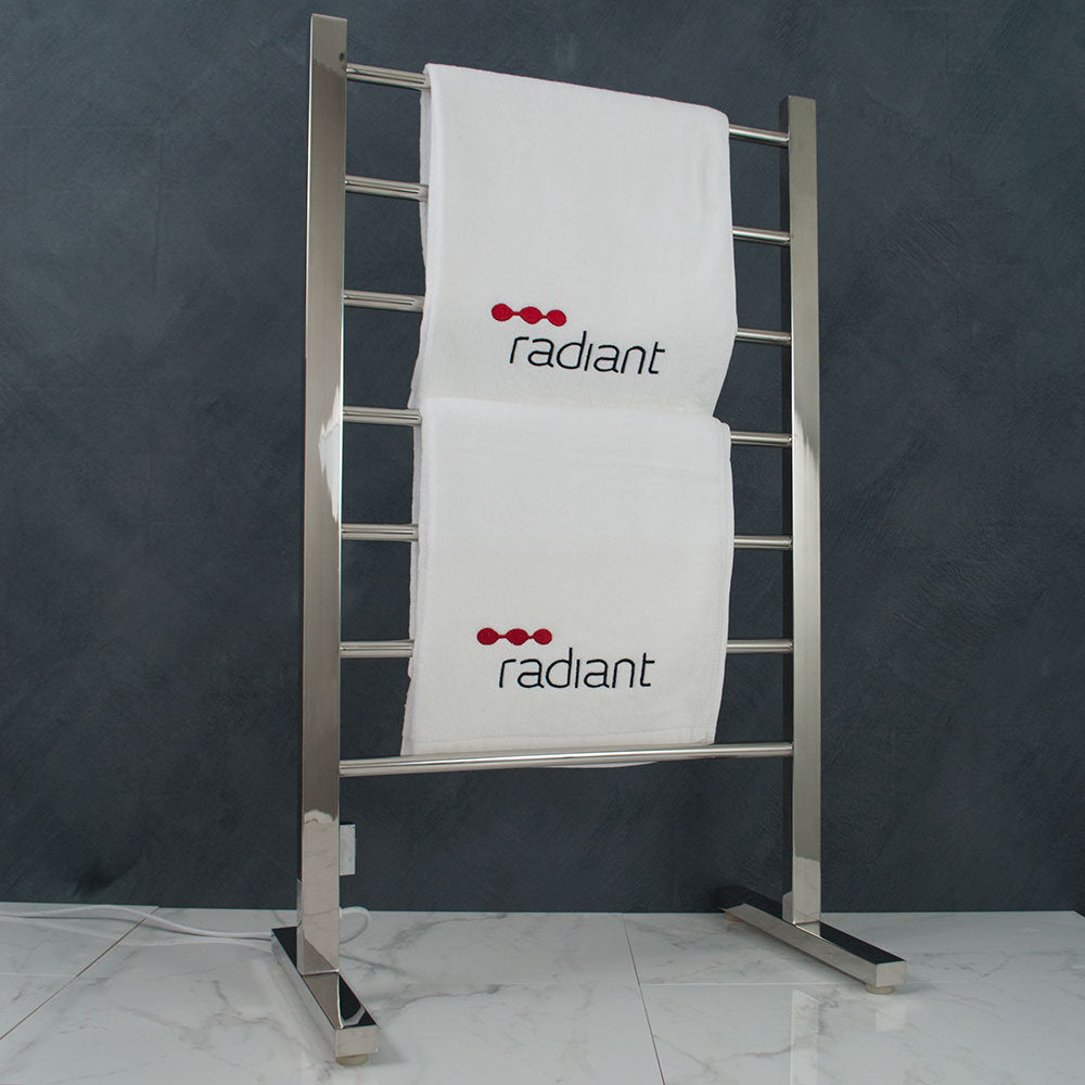 RADIANT HEATING 7-BARS FREESTANDING HEATED TOWEL RAIL CHROME 90WATTS 600MM