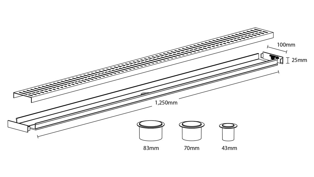 GRATES2GO UPVC FLOW PATTERN MODULAR KIT BLACK 100MM