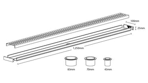 GRATES2GO UPVC FLOW PATTERN MODULAR KIT BLACK 100MM