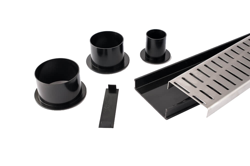 GRATES2GO UPVC FLOW PATTERN MODULAR KIT BLACK 100MM