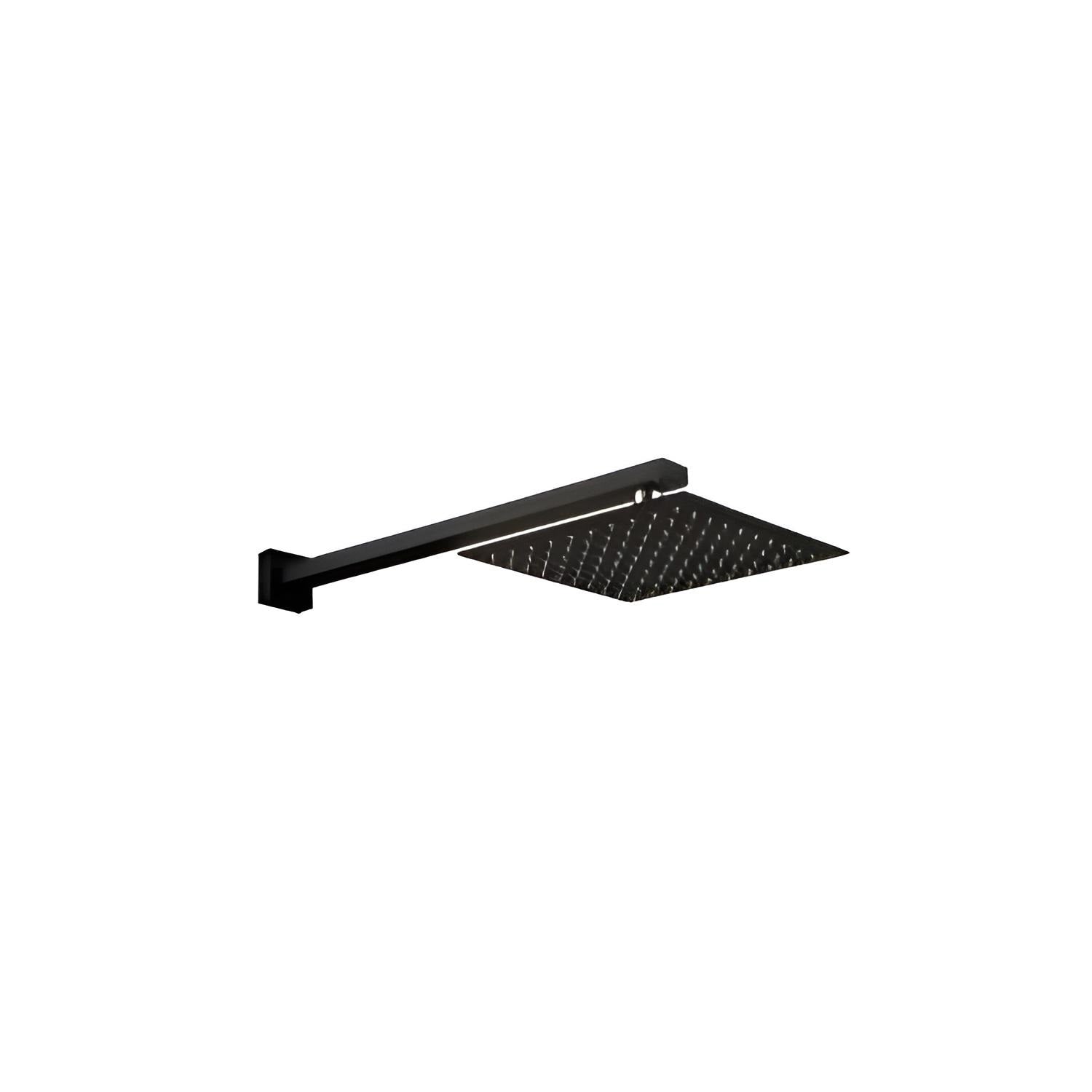 HELLYCAR ERIC WALL SHOWER ARM AND SHOWER HEAD BLACK 200MM