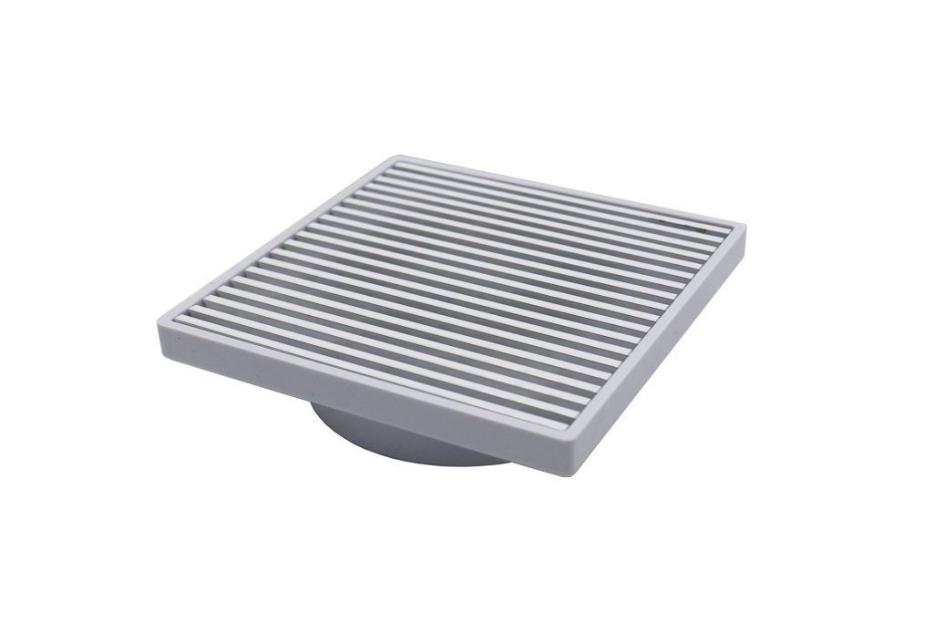 GRATES2GO SLIMLINE UPVC POINT DRAIN WITH WEDGE WIRE GRATE GREY 117MM
