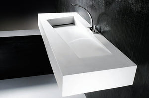 GALLARIA BLANCA RECTANGULAR WALL HUNG STONE BASIN WHITE 1190MM