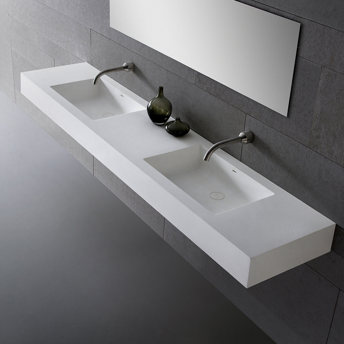 GALLARIA FORENZO RECTANGULAR WALL HUNG STONE BASIN WHITE 2170MM