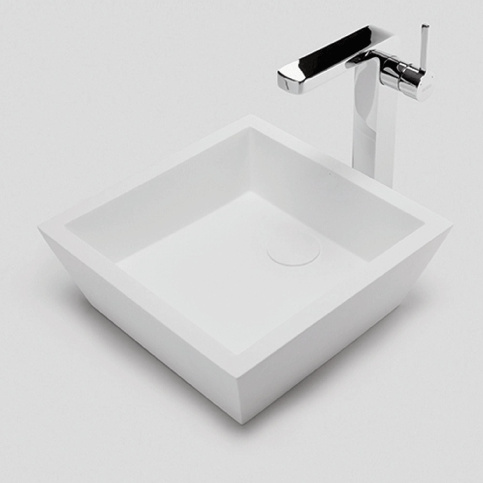 GALLARIA OZZO RECTANGULAR ABOVE COUNTER STONE BASIN WHITE 385MM