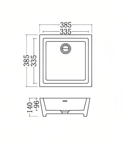 GALLARIA OZZO RECTANGULAR ABOVE COUNTER STONE BASIN WHITE 385MM